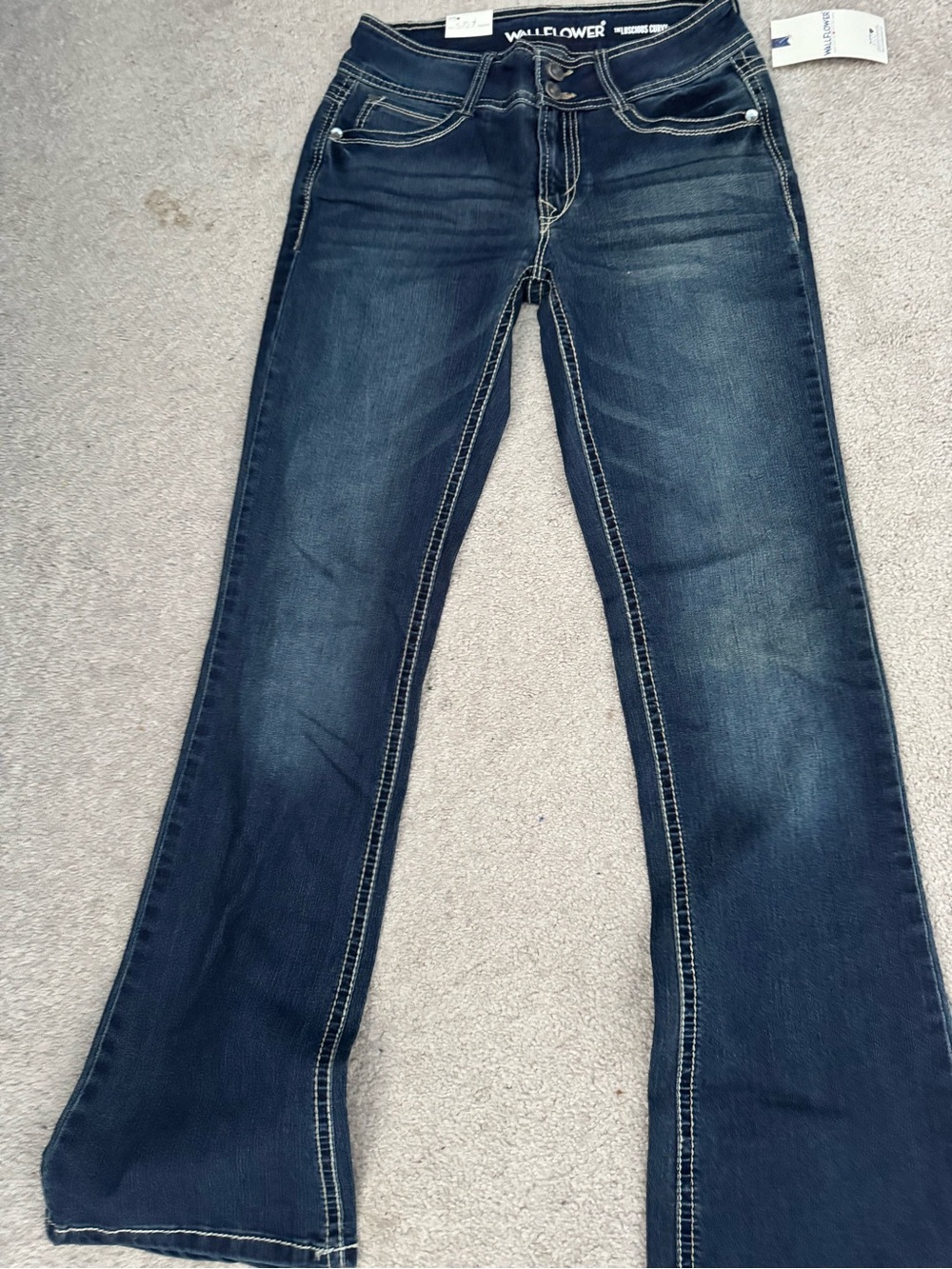 Wallflower Dark Blue Flared Jeans with Contrast Stitching